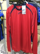 Completo Calcetto Asics Uomo Kit Manica Lunga Calcio Dribbling Rosso Blu