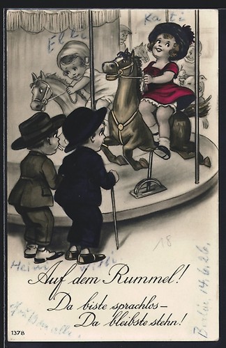 Cartolina bambini guidano - cartolina,