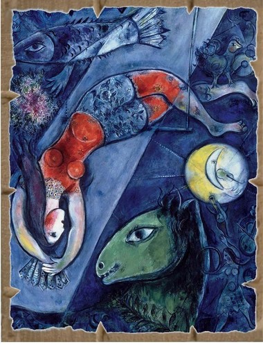 Chagall circo blu stampa - blu,