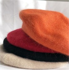 Berretto donna stile francese pelliccia di coniglio berretto vintage lana berretto artista cappello caldo