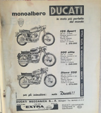 MONOALBERO MOTO DUCATI 125 SPORT 200 ELITE DIANA 250 1963 ADVERTISING PUBBLICITA