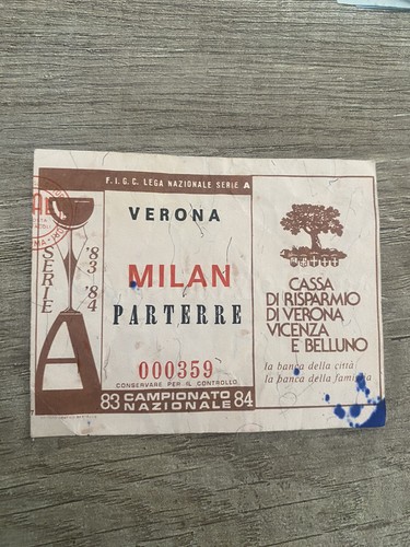 Verona milan 1983 biglietto - verona-milan, 1983/84