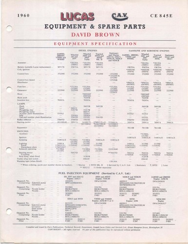 Ricambi david brown diesel - ricambi,