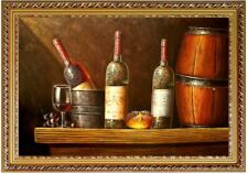 Quadro olio NATURA MORTA, bottiglie di vino, nature morte DIPINTO A OLIO DIPINTO A MANO quadro F60x90cm
