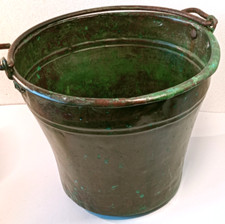 PORTAVASO IN RAME-VINTAGE-SECCHIO-PAIOLO-CASSERUOLA-TEGAME-PENTOLA-VASO-FIORIERA