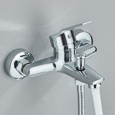 Miscelatore vasca da bagno rubinetto cromato doccia cascata a parete ottone