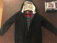 Giacca Parka H&M LOGG imbottito cotone nero taglia L - interno scozzese