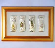 LE 4 QUATTRO STAGIONI QUADRO ARGENTO cm21x8 CADA 1 CORNICE LEGNO cm68x45 QUADRI