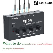 Fosi Audio PH04 Amplificatore per Cuffie 4 Canali Amplificatore Audio Stereo con Potenza 12V US
