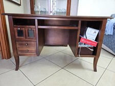 scrivania vintage, mobile arte povera con cassetti e piano in pelle 130×80×75