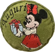 Decorazione Auguri Disney Minnie Mouse Vintage Ricamato A Macchina! L 10 Cm