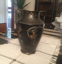 CERAMICA DERUTA 50s VASO CERAMIC VASE nero e oro FIRMATO h 30 largh 22