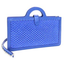 Borsa a tracolla Marni bordo bijoux pelle blu cristallo usata mini bag pochette