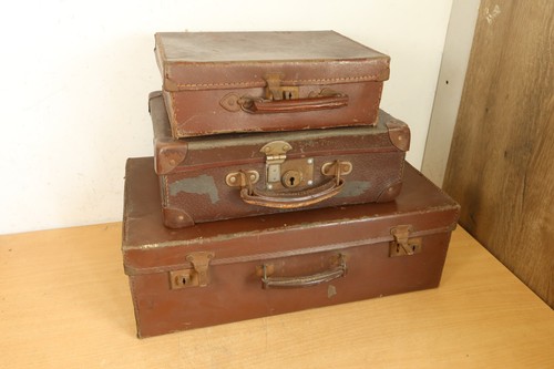 Antica valigia pelle set - pelle,