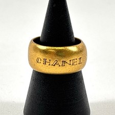 Anello CHANEL COCO CC logo Vintage Wide Band Accessorio UK6 Autentico...