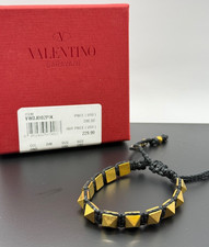 Bracciale Rockstud intrecciato Valentino Garavani - nero e oro - nuovo con scatola