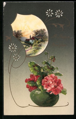 Paesaggio idilliaco con - , fiori