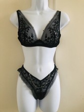 RRPÂ £68,00 nuovo con etichette Intimissimi Bralette e collant neri trasparenti34B) UK)/Small