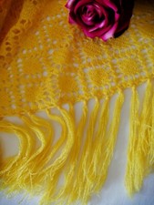 Accessori Donna Scialle Giallo Inverno Primavera Vintage Elegante Cerimonia