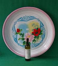 VASSOIO TONDO DA PORTATA FERRO SMALTO SMALTATO DECORO AEROGRAFATO Ø CM 70. DF14