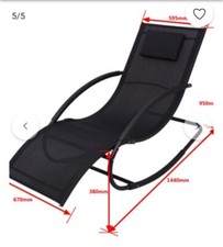 Lettino Sdraio Prendisole con Cuscino Nero in Textilene