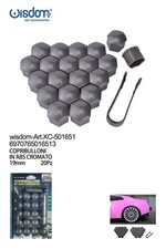 x Copribulloni 19mm Grigio Cromato 20 Pezzi ABS Auto Cerchi Ruote xc-501651 wis