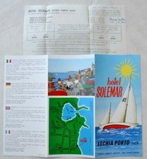 Depliant Hotel Solemar ISCHIA Porto, con listino prezzi anni '60 Napoli