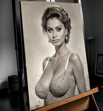 40x30CM Sexy Sophia Loren con COA - QUADRO SU TELA incorniciato con COA Hitt
