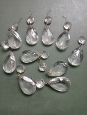 GOCCE DI CRISTALLO LOTTO N° 20 PZ PER LAMPADARIO USATE ORIGINALI EPOCA ANNI '50