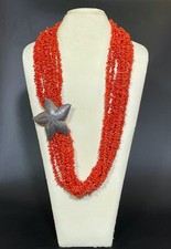 Collana 8 fili in rametti di vero corallo del mediterraneo