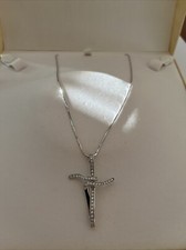 Collana Croce Oro Bianco 18kt Con Brillanti