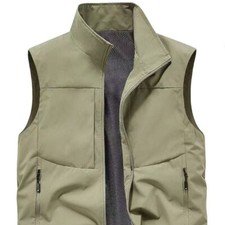 Uomo Gilet Canotta Outdoor Cappotto Giacca Zip Multi Tasca Casual Morbido