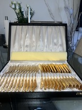 Posate da pesce placcate oro