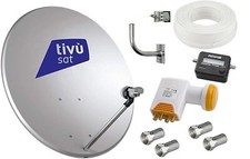 KIT SATELLITE: PARABOLA 60 CM +LNB 4 USCITE + 20 METRI CAVO + SAT FINDER+STAFFA