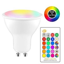 Faretto RGB+4000K 4W GU10 Lampadina LED cambiacolore telecomando Cromoterapia