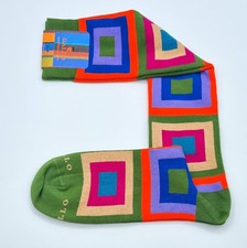 Calze Gallo Leggere Uomo Fantasia Geometrica Quadri Cotone Verde Cactus 40 45