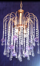 Lampadario anni 70 con gocce murano e Swarovski viola Vintage Chandelier purple