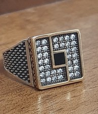 ANELLO UOMO Onice ARGENTO 925 sigillo solitario smalto Ring Man Sterling  Onyx $