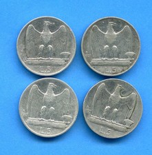 LOTTO 4 MONETE ARGENTO  LIRE 5