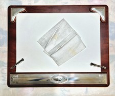 Set Scrivania Scrittoio Legno E Argento con 2 Penne E Blocco Fogli 52 x 42 cm