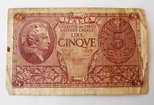 BANCONOTA 5 LIRE 1944 REGNO D'ITALIA ANTICHE MONETE MONETA RARA