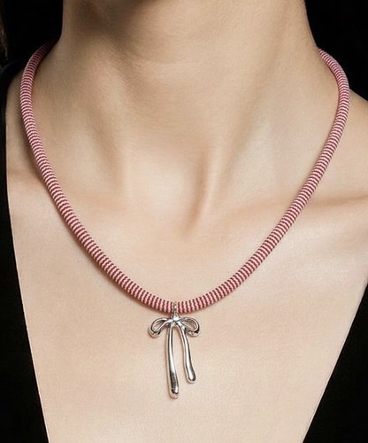 Collana righe rosso - rosso, ciondolo