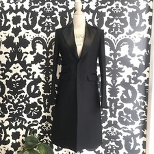 DSQUARED2 Cappotto Nero Monopetto Soprabito Elegante Lana/Seta Revers Luci tg.40