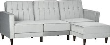 Divano Letto 3 Posti Velluto Seduta Imbottita 218x85x86 cm Grigio Chiaro DecHome