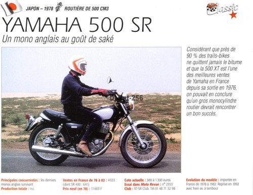 Fiche moto yamaha 500 - fiche,