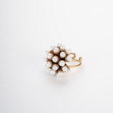 Anello da Cocktail Donna | Perle a Cupola Grande Dorato Oro 14KT | Design Unico