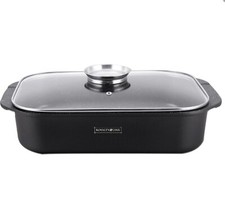 Lasagnera Teglia Da Forno Royalty Line 34cm In Pietra Lavica Con Coperchio Vetro
