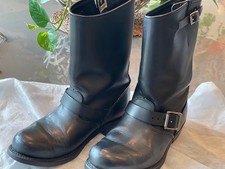 Stivali donna Frye Engineer moto pelle nera tacco medio polpaccio taglia 8M