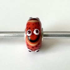 Authentic Trollbeads Ooak Unique Red Smiley Dorito Rare