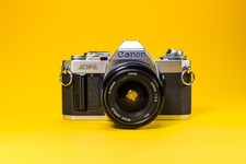 Canon AV-1 35mm SLR Film Camera w/ Vivitar 28mm 2.8 Lens - TESTED